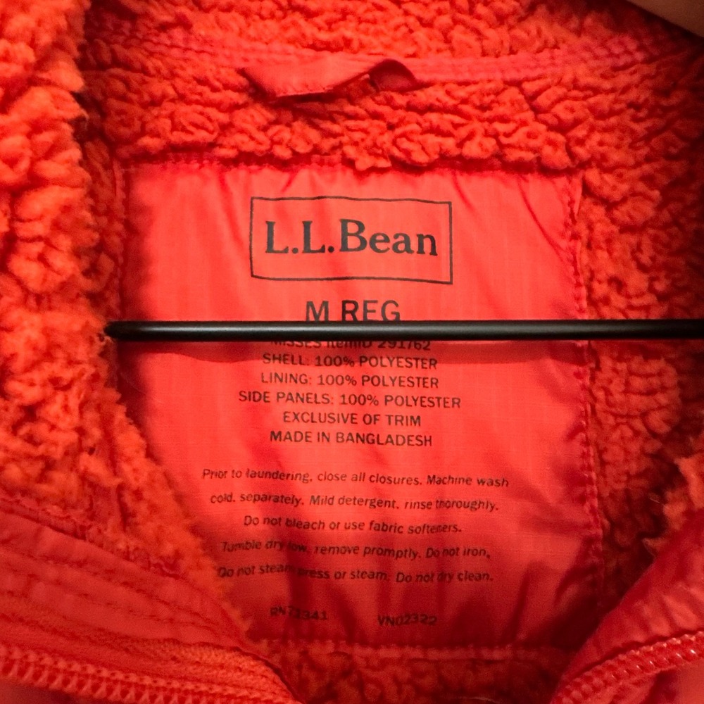 L.L. BEAN | Women's Orange Thinsulate Quilted Sherpa Fleece Lined Vest, M Reg - Picture 5 of 8